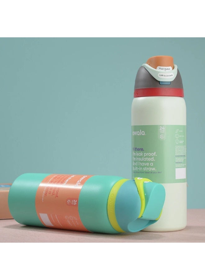 زجاجة مياه أوالا المصنوعة من الفولاذ المقاوم للصدأ سعة 27  أونصة -مع 2 شاليموا 1 ستانلس 1 بلاستيك  متعددة الألوان - Image 2